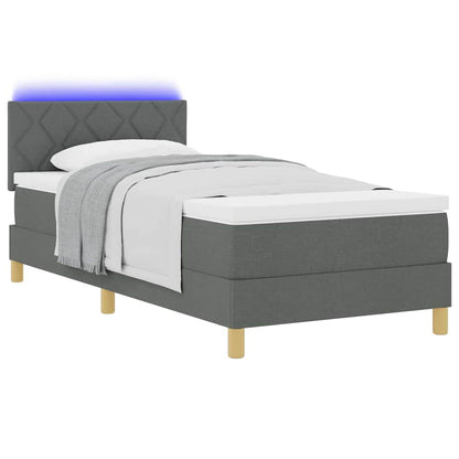 Box Spring Seng Med Madras Mørkegrå 90 X 190 Cm Stof - Billede 3