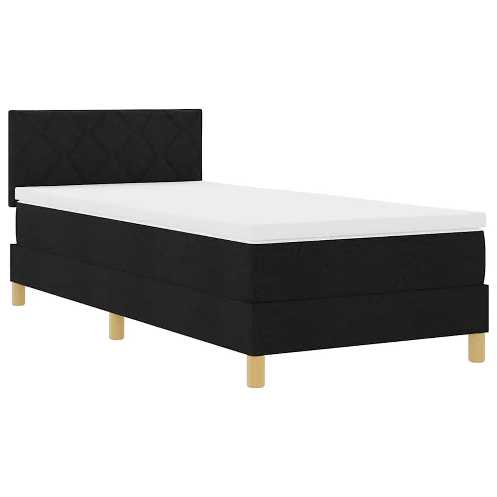 Box Spring Seng Med Madras Med Hovedgærde Sort 90 X 190 Cm Stof - Billede 2