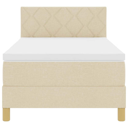 Box Spring Seng Med Madras Creme 90 X 190 Cm Stof - Billede 9