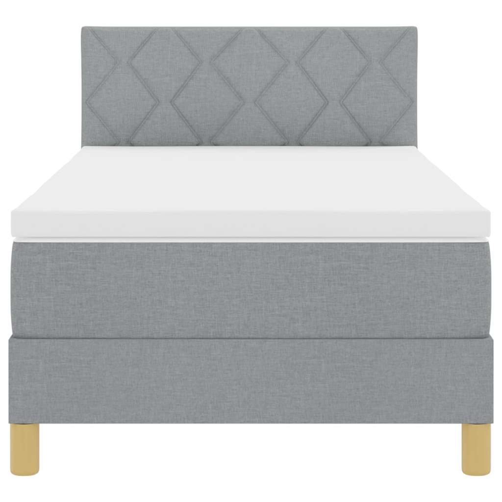 Box Spring Seng Med Madras Lysegrå 90 X 200 Cm Stof - Billede 8