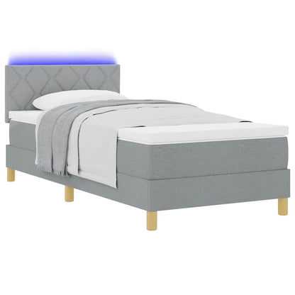 Box Spring Seng Med Madras Lysegrå 90 X 200 Cm Stof - Billede 3
