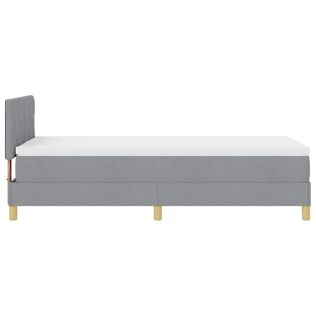Box Spring Seng Med Madras Lysegrå 90 X 200 Cm Stof - Billede 9