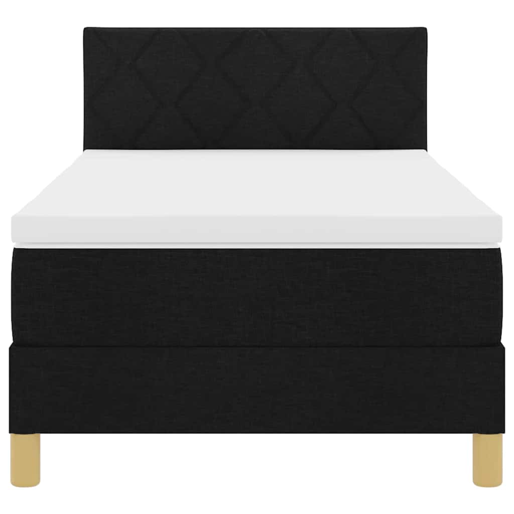 Box Spring Seng Med Madras Med Hovedgærde Sort 90 X 200 Cm Stof - Billede 8