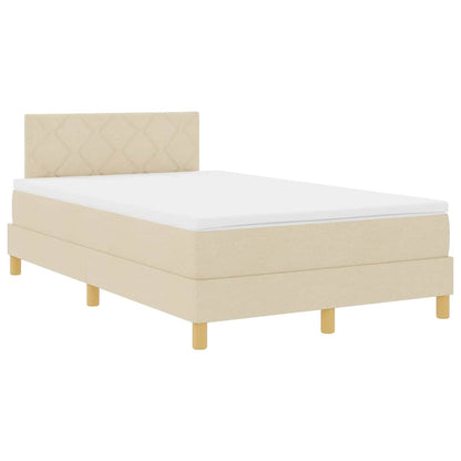 Box Spring Seng Med Madras Creme 120 X 190 Cm Stof - Billede 2