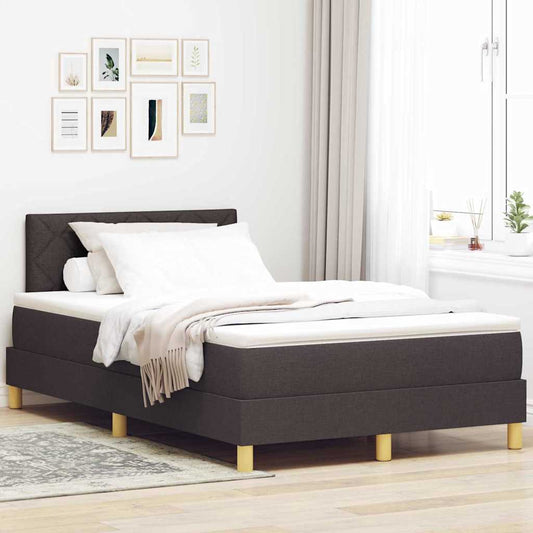 Box Spring Seng Med Madras Mørkebrun 120 X 200 Cm Stof - Hovedbillede