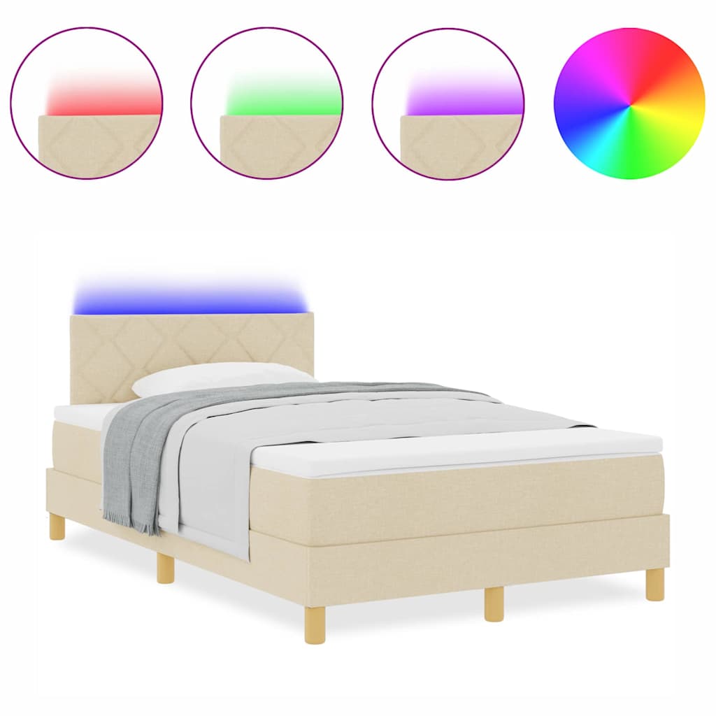 Box Spring Seng Med Madras Creme 120 X 200 Cm Stof - Billede 4