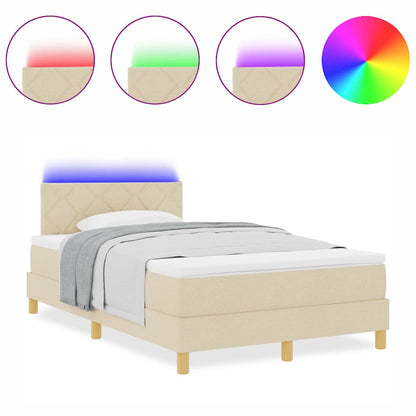 Box Spring Seng Med Madras Creme 120 X 200 Cm Stof - Billede 4