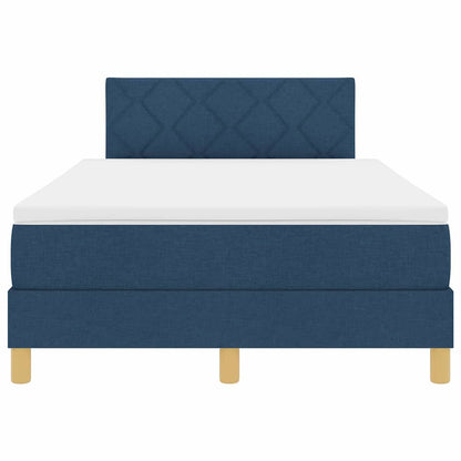 Box Spring Seng Med Madras Med Hovedgærde Blå 120 X 200 Cm Stof - Billede 8