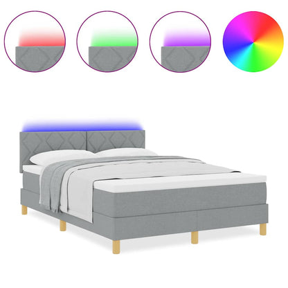 Box Spring Seng Med Madras Lysegrå 140 X 190 Cm Stof - Billede 4