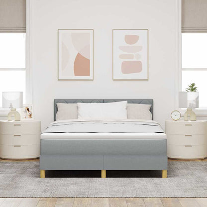 Box Spring Seng Med Madras Lysegrå 140 X 200 Cm Stof - Billede 5