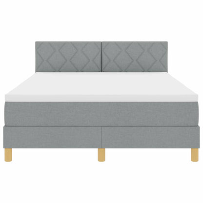 Box Spring Seng Med Madras Lysegrå 140 X 200 Cm Stof - Billede 8