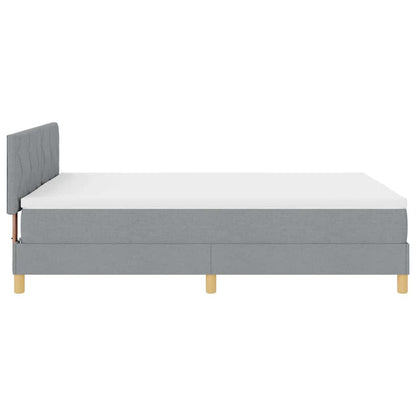 Box Spring Seng Med Madras Lysegrå 140 X 200 Cm Stof - Billede 9