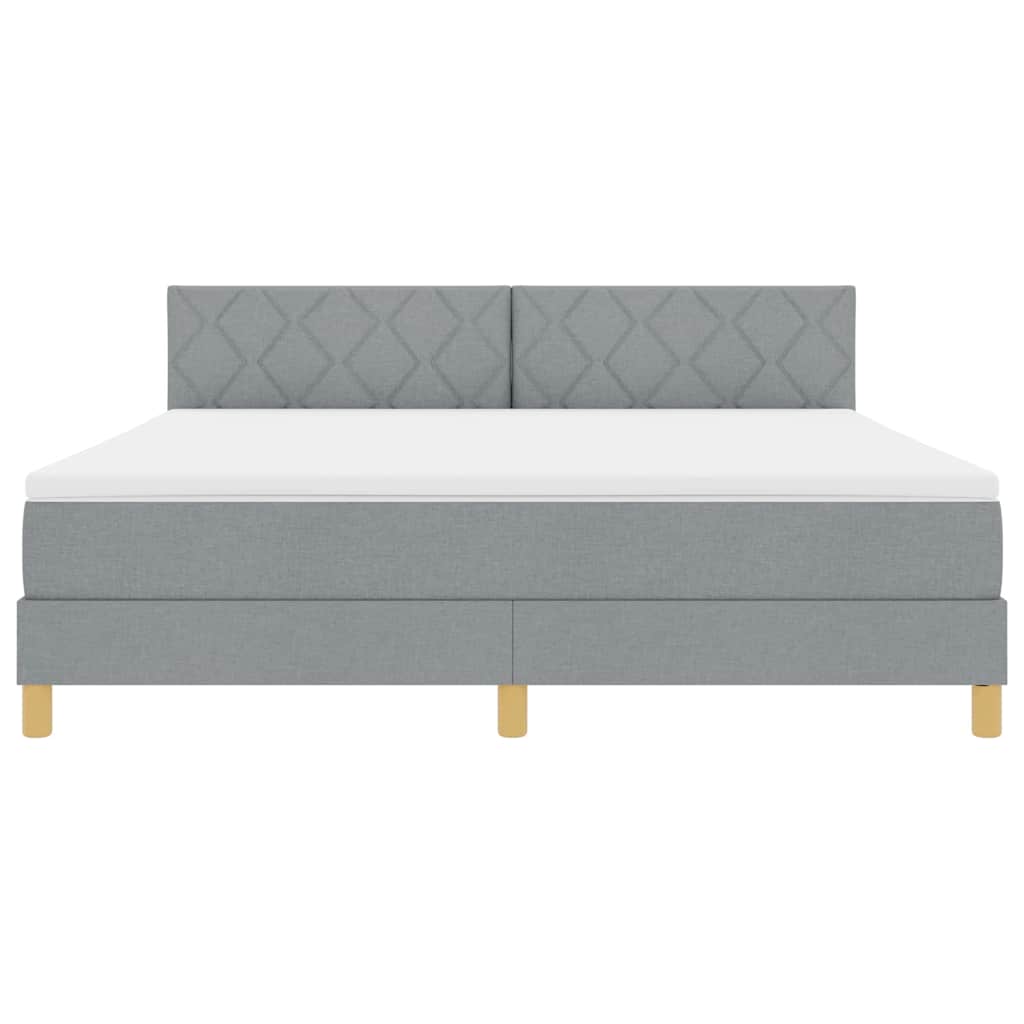 Box Spring Seng Med Madras Lysegrå 180 X 200 Cm Stof - Billede 9