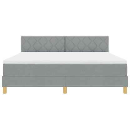 Box Spring Seng Med Madras Lysegrå 180 X 200 Cm Stof - Billede 9