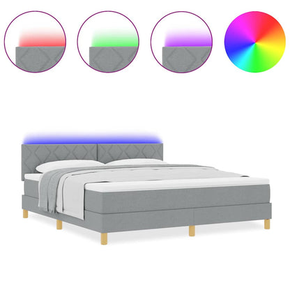 Box Spring Seng Med Madras Lysegrå 180 X 200 Cm Stof - Billede 4