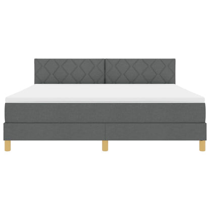 Box Spring Seng Med Madras Mørkegrå 180 X 200 Cm Stof - Billede 9