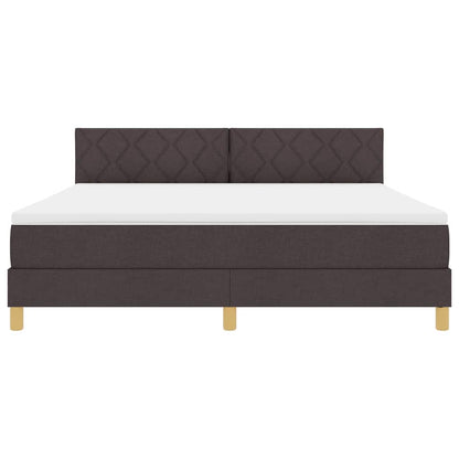 Box Spring Seng Med Madras Mørkebrun 180 X 200 Cm Stof - Billede 9