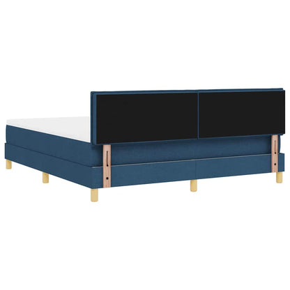Box Spring Seng Med Madras Med Hovedgærde Blå 180 X 200 Cm Stof - Billede 10