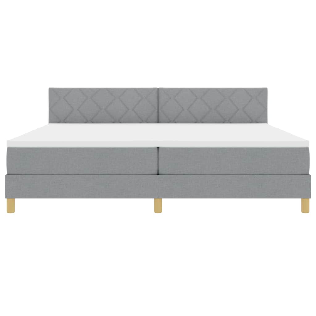 Box Spring Seng Med Madras Lysegrå 200 X 200 Cm Stof - Billede 9