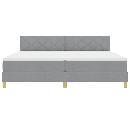 Box Spring Seng Med Madras Lysegrå 200 X 200 Cm Stof - Billede 9