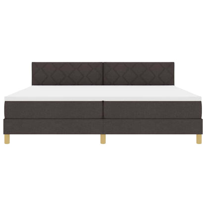 Box Spring Seng Med Madras Mørkebrun 200 X 200 Cm Stof - Billede 9