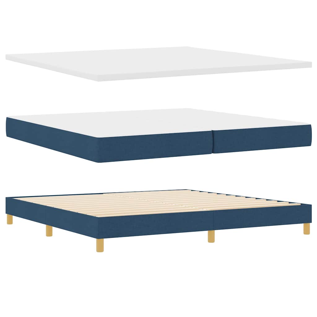 Box Spring Seng Med Madras Med Hovedgærde Blå 200 X 200 Cm Stof - Billede 7