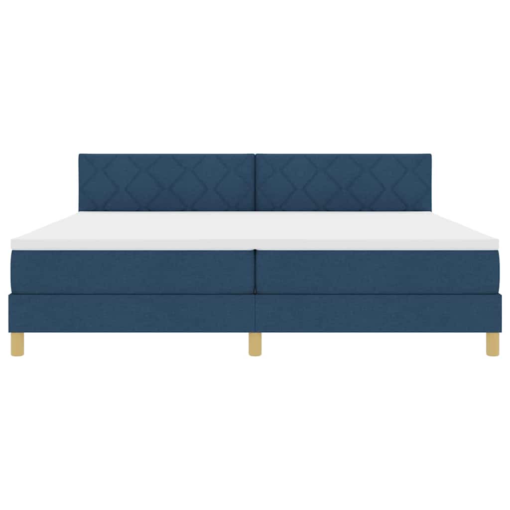 Box Spring Seng Med Madras Med Hovedgærde Blå 200 X 200 Cm Stof - Billede 9