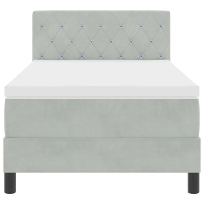 Box Spring Seng Med Madras Lysegrå 90 X 190 Cm Fløjl - Billede 8