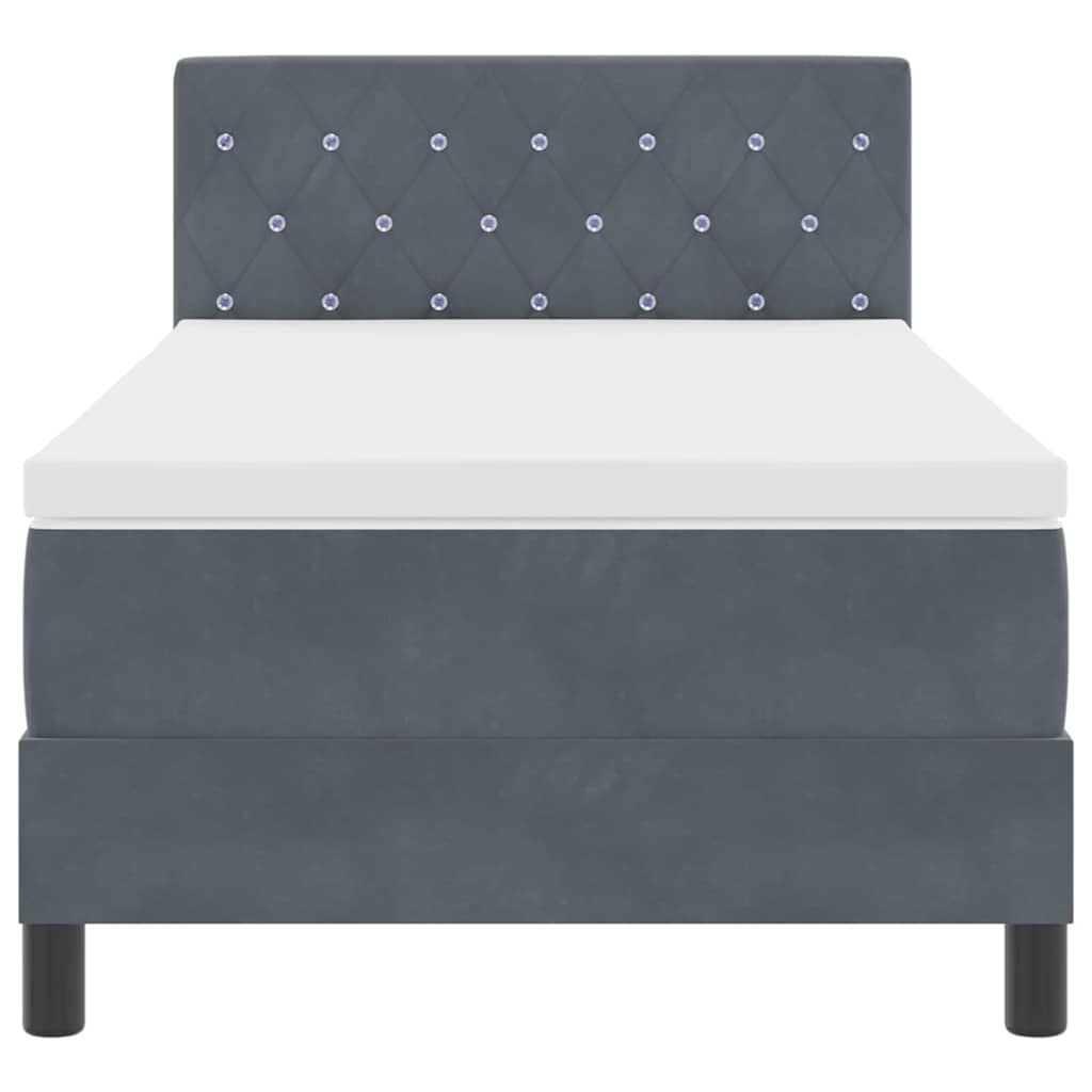 Box Spring Seng Med Madras Mørkegrå 90 X 190 Cm Fløjl - Billede 8