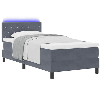 Box Spring Seng Med Madras Mørkegrå 90 X 200 Cm Fløjl - Billede 3