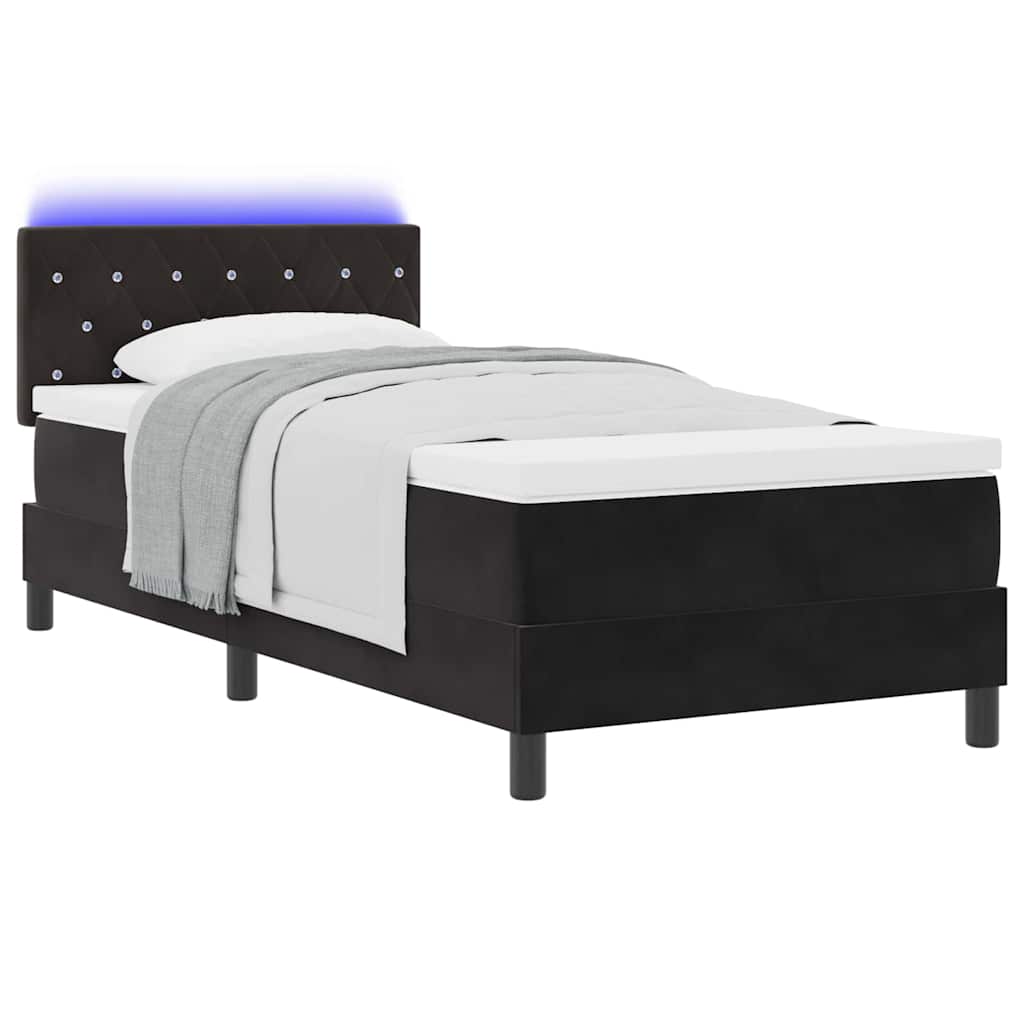Box Spring Seng Med Madras Sort 90 X 200 Cm Fløjl - Billede 3