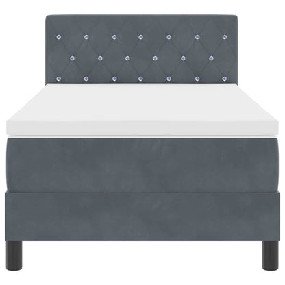 Box Spring Seng Med Madras Mørkegrå 100 X 200 Cm Fløjl - Billede 7