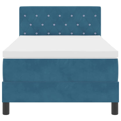 Box Spring Seng Med Hovedgærde Mørkeblå 100 X 200 Cm Fløjl - Billede 8