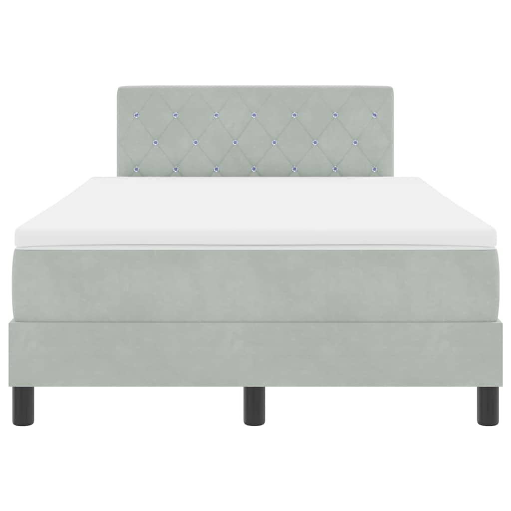 Box Spring Seng Med Hovedgærde Lysegrå 120 X 190 Cm Fløjl - Billede 9