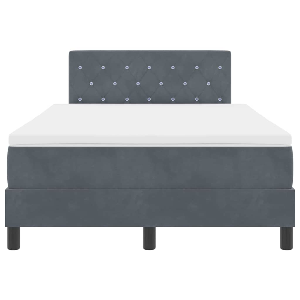 Box Spring Seng Med Madras Mørkegrå 120 X 190 Cm Fløjl - Billede 8