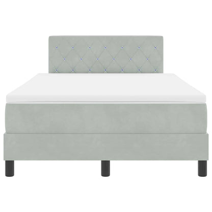 Box Spring Seng Med Madras Lysegrå 120 X 200 Cm Fløjl - Billede 8