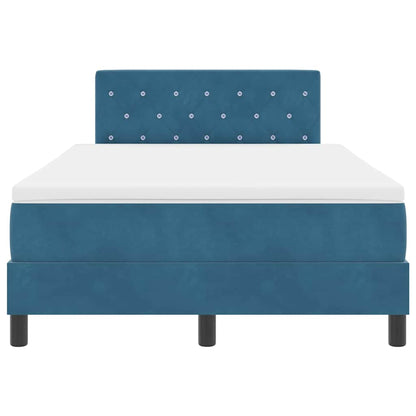 Box Spring Seng Med Madras Mørkeblå 120 X 200 Cm Fløjl - Billede 9