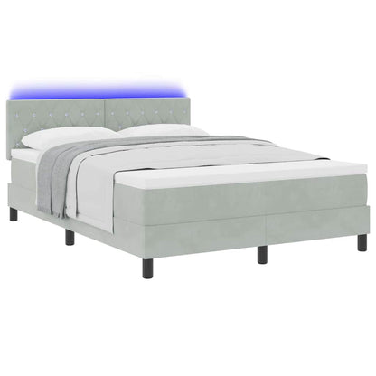 Box Spring Seng Med Madras Lysegrå 160 X 200 Cm Fløjl - Billede 3