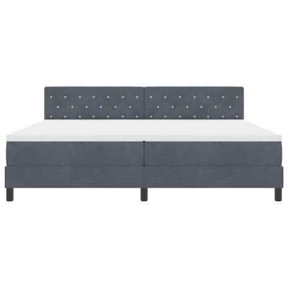 Box Spring Seng Med Madras Mørkegrå 200 X 200 Cm Fløjl - Billede 8