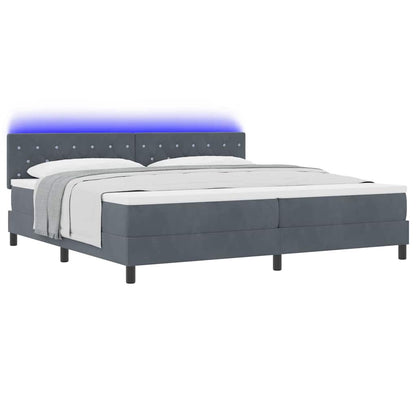 Box Spring Seng Med Madras Mørkegrå 200 X 200 Cm Fløjl - Billede 3