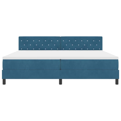 Box Spring Seng Med Hovedgærde Mørkeblå 200 X 200 Cm Fløjl - Billede 9
