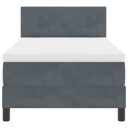 Box Spring Seng Med Madras Mørkegrå 90 X 190 Cm Fløjl - Billede 8