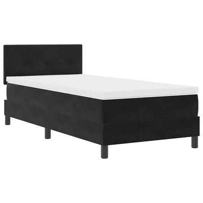 Box Spring Seng Med Madras Sort 90 X 190 Cm Fløjl - Billede 2