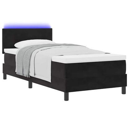 Box Spring Seng Med Madras Sort 90 X 190 Cm Fløjl - Billede 3