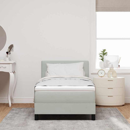 Box Spring Seng Med Madras Lysegrå 90 X 200 Cm Fløjl - Billede 5