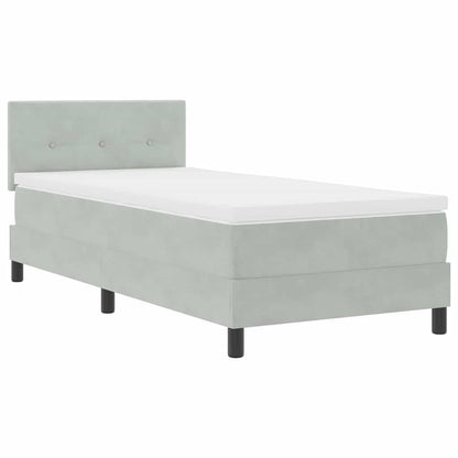 Box Spring Seng Med Madras Lysegrå 90 X 200 Cm Fløjl - Billede 2