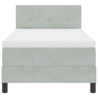 Box Spring Seng Med Madras Lysegrå 90 X 200 Cm Fløjl - Billede 8