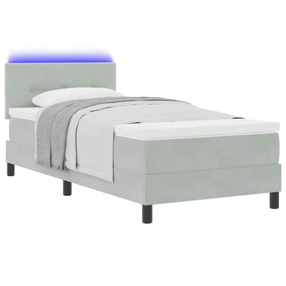 Box Spring Seng Med Madras Lysegrå 90 X 200 Cm Fløjl - Billede 3