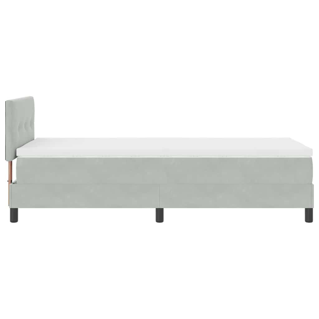 Box Spring Seng Med Madras Lysegrå 90 X 200 Cm Fløjl - Billede 9