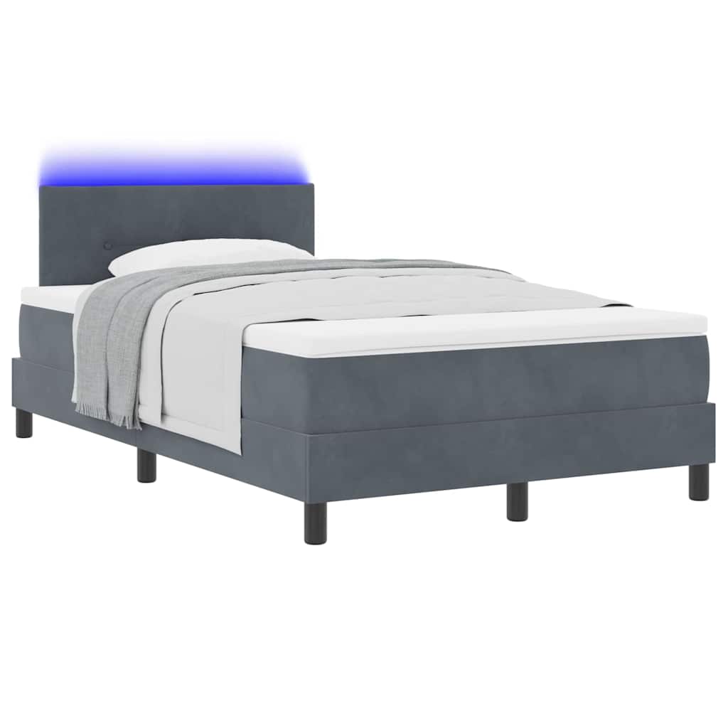 Box Spring Seng Med Madras Mørkegrå 120 X 190 Cm Fløjl - Billede 3